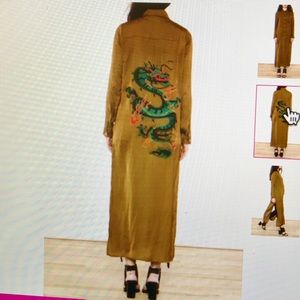 Honey Punch Dragon Olive Shirt Dress Maxi